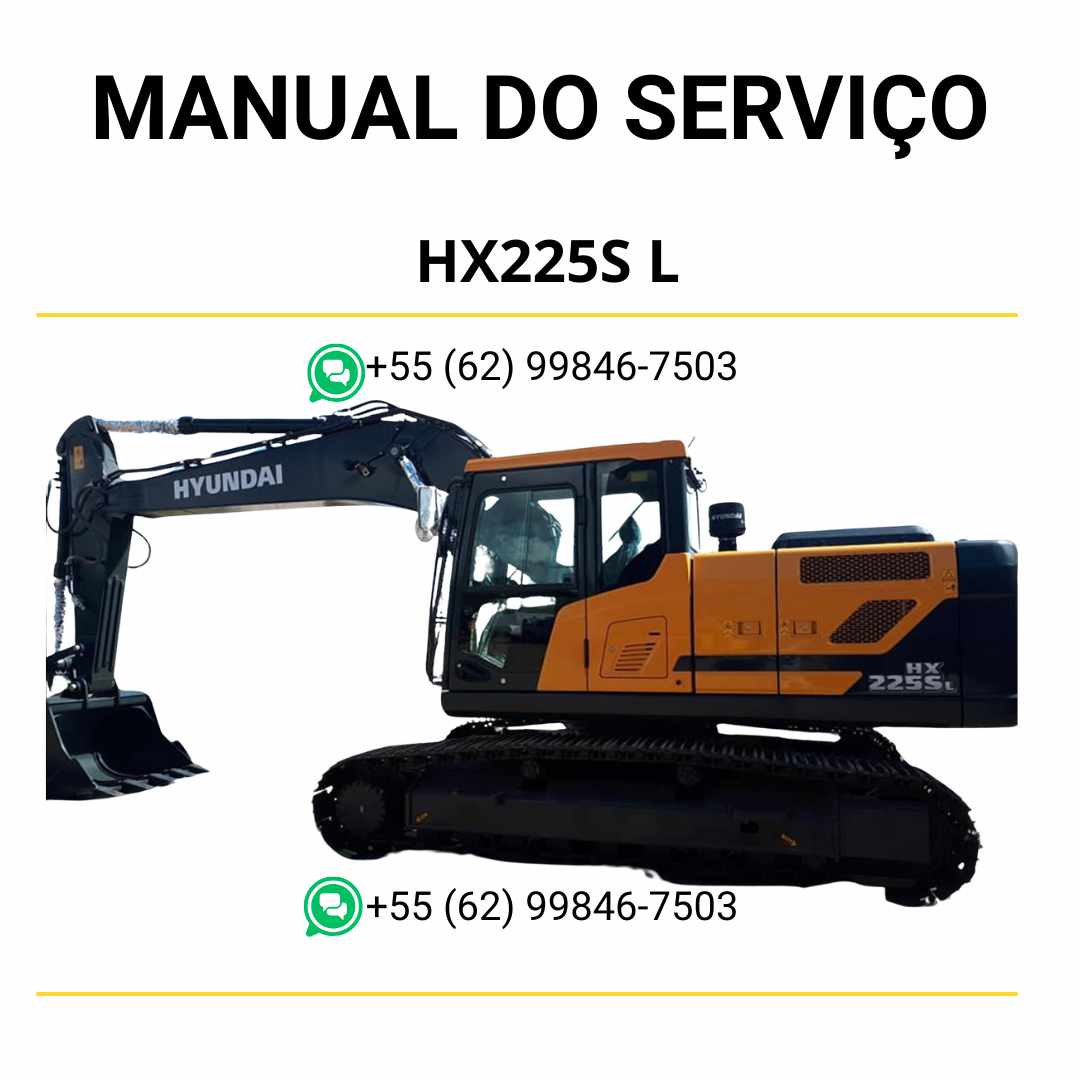 Manual de serviço Hyundai HX225S L em PDF para escavador hidráulico, guia técnico completo com instruções de manutenção e diagramas detalhados