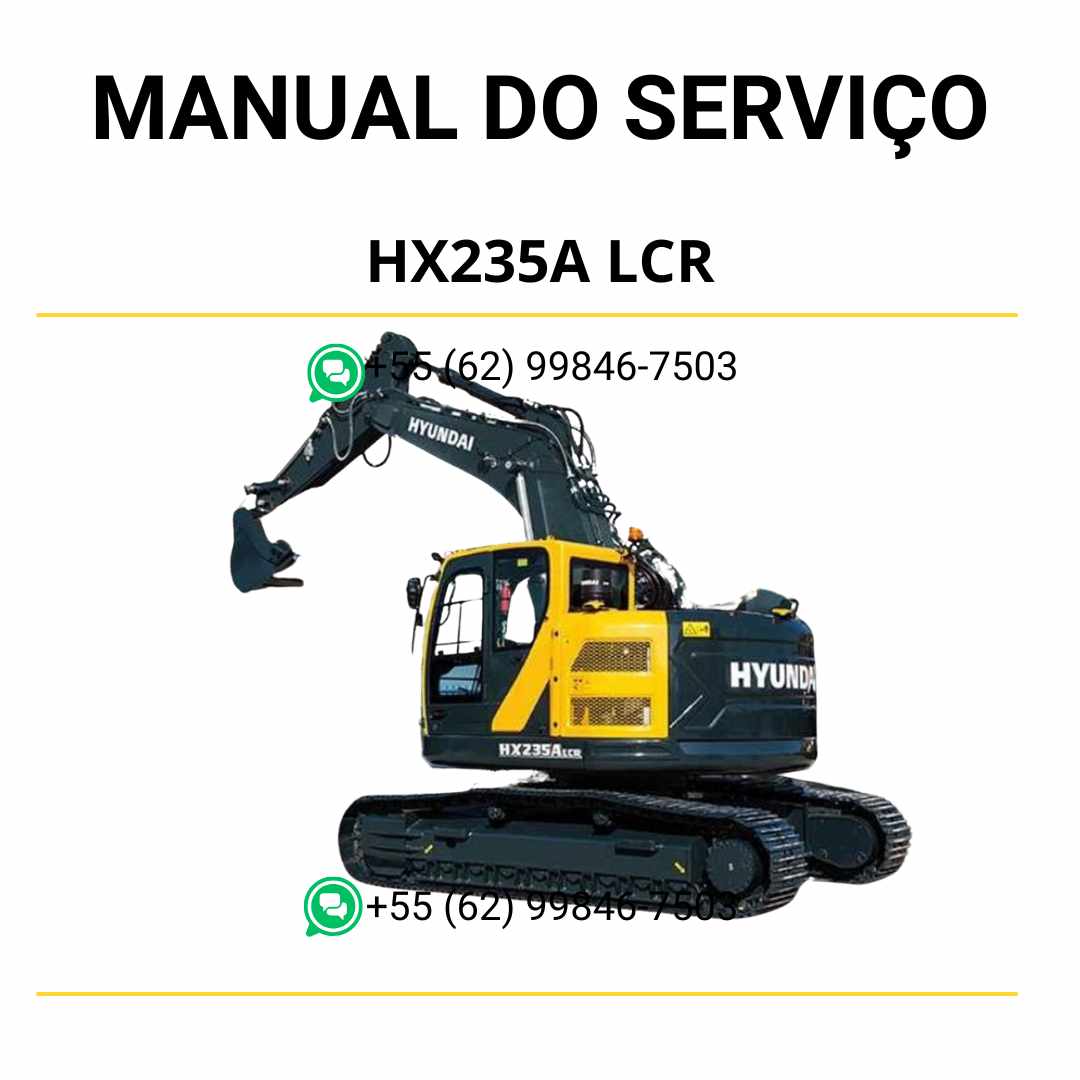 Manual de serviço Hyundai HX235A LCR em PDF para escavador hidráulico, guia detalhado de manutenção com diagramas técnicos e instruções completas
