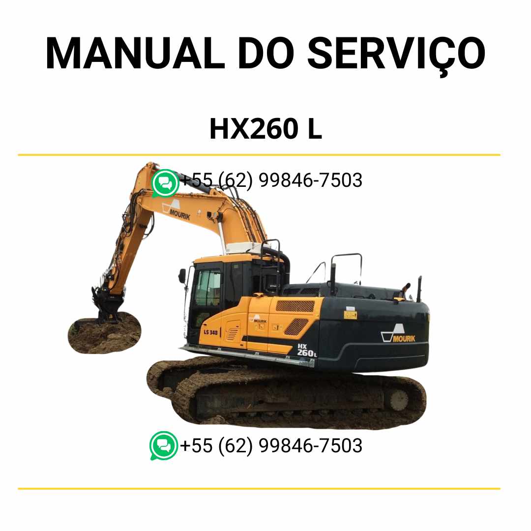 Manual de serviço Hyundai HX260 L em PDF para escavador hidráulico, guia técnico detalhado com instruções de manutenção e diagramas completos