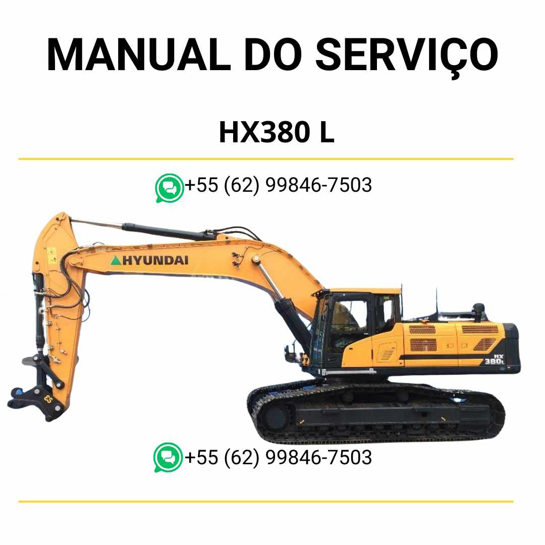 Manual de serviço Hyundai HX380 L escavador hidráulico em PDF, guia detalhado de manutenção com instruções completas e diagramas técnicos