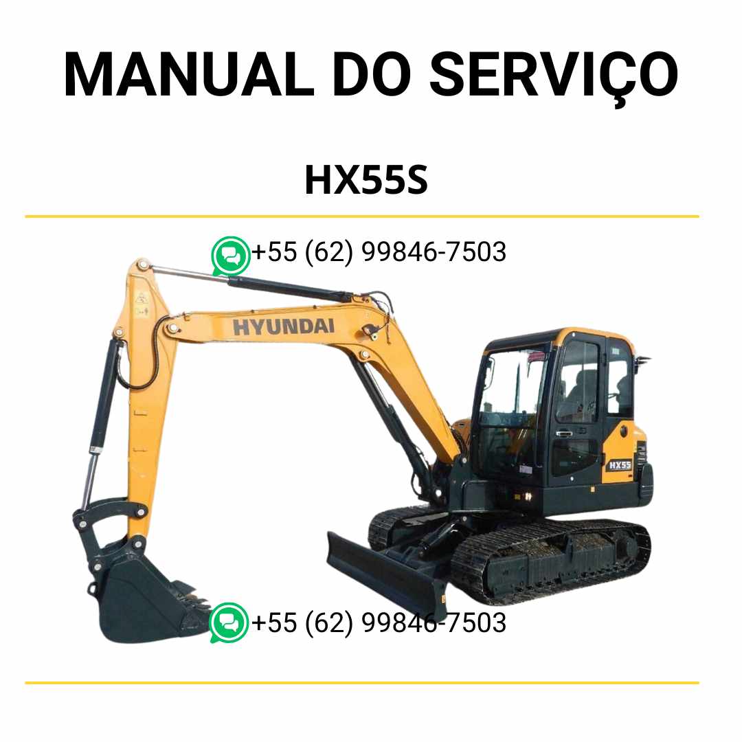 Manual de serviço Hyundai HX55S escavador hidráulico em PDF, guia completo de manutenção com instruções técnicas e diagramas detalhados