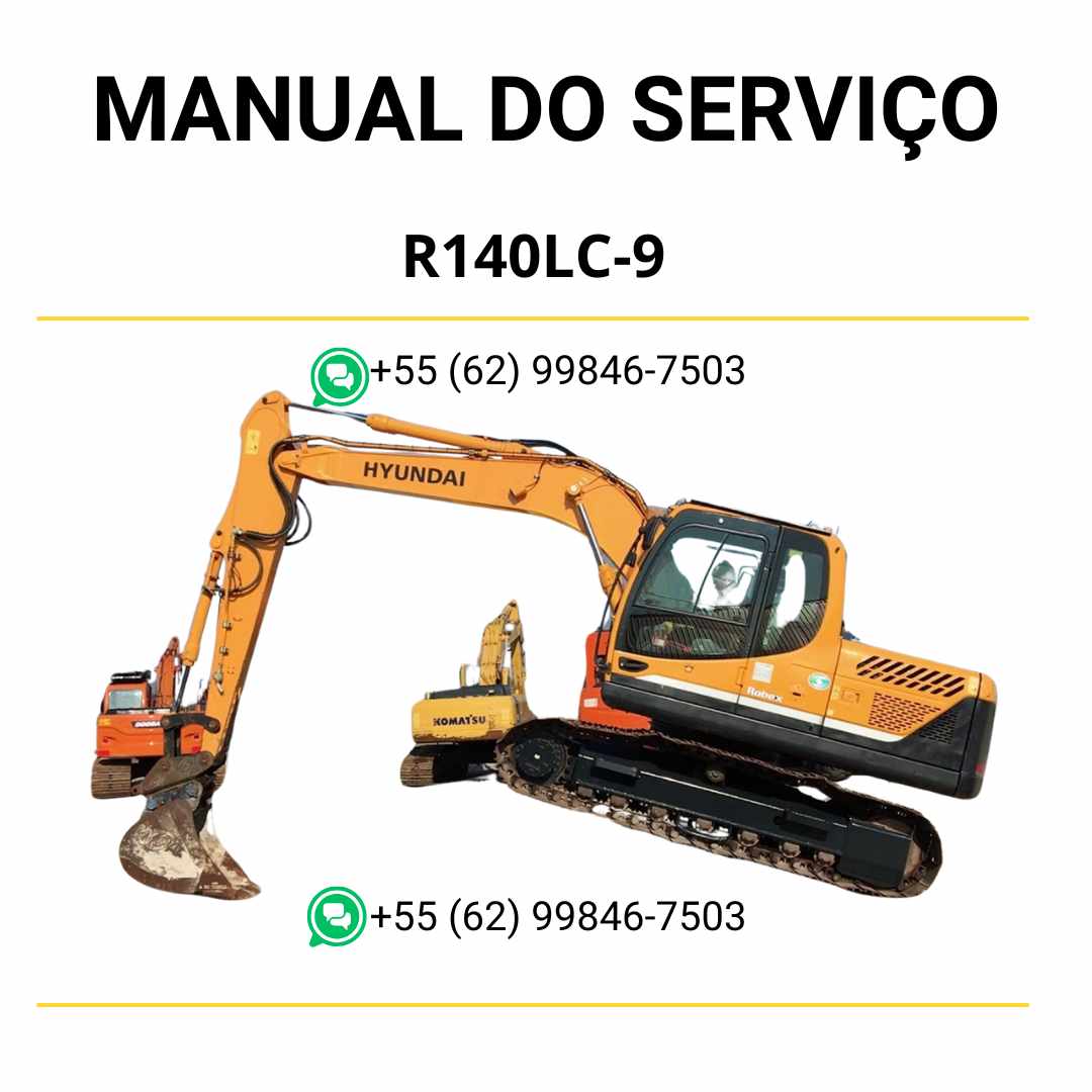 Manual de serviço Hyundai R140LC-9 escavador hidráulico em PDF, com guia completo de manutenção, diagramas técnicos e instruções detalhadas