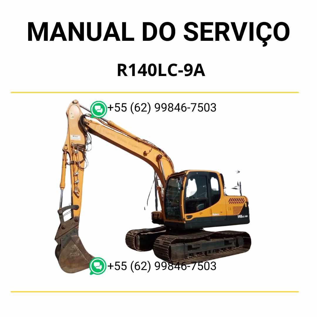 Manual de serviço Hyundai R140LC-9A escavador hidráulico em PDF, guia detalhado de manutenção com esquemas técnicos e instruções completas