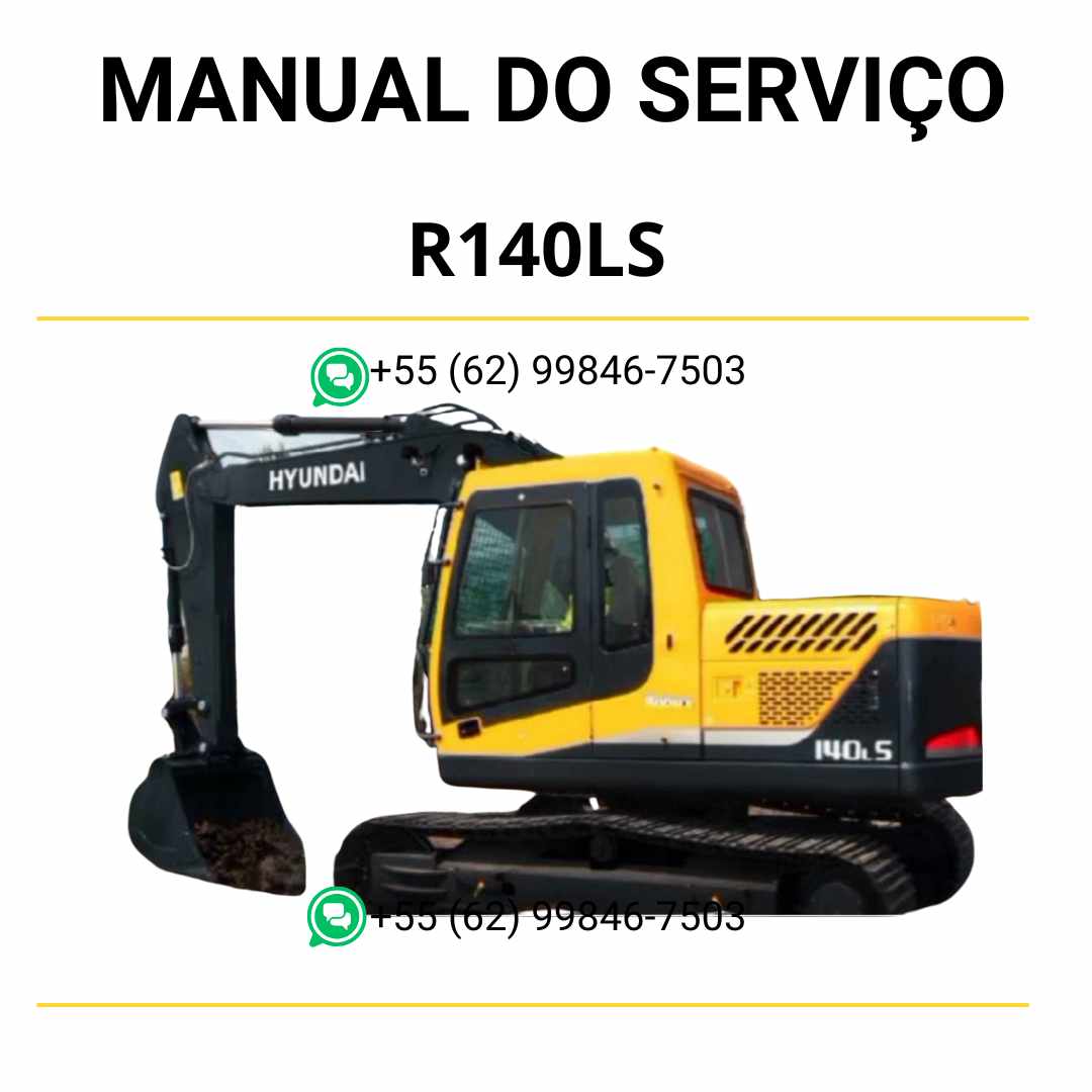 Manual de serviço Hyundai R140LS escavador hidráulico em PDF, guia detalhado de manutenção com diagramas técnicos e procedimentos completos