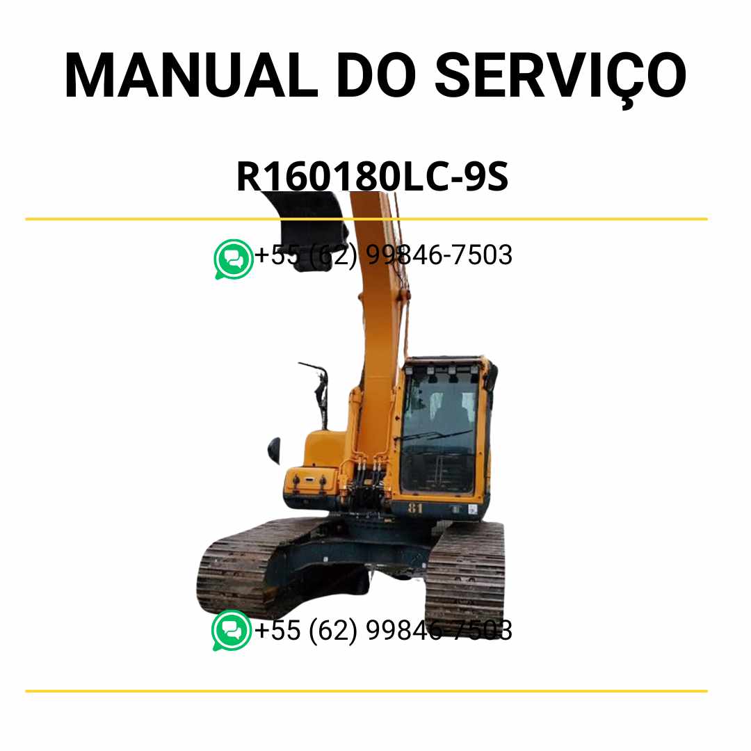 Manual de serviço Hyundai R160LC-9S e R180LC-9S em PDF para escavador hidráulico, guia completo com instruções de manutenção e diagramas técnicos