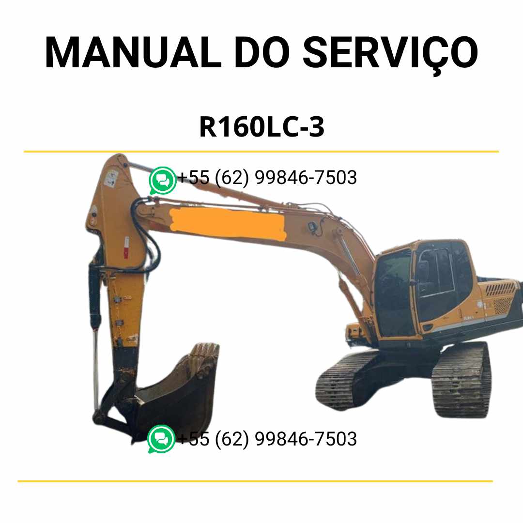 Manual de serviço Hyundai R160LC-3 em PDF para escavador hidráulico, guia detalhado de manutenção com diagramas técnicos e instruções completas