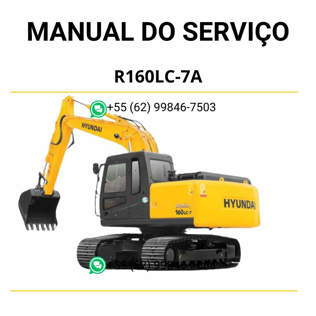 Manual de serviço Hyundai R160LC-7A em PDF para escavador hidráulico, guia completo com instruções de manutenção e diagramas técnicos detalhados
