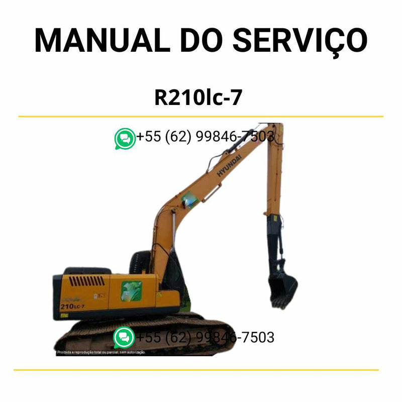 Manual de serviço Hyundai R210LC-7 escavadeira em PDF com guia técnico completo, instruções detalhadas de manutenção e procedimentos de reparo