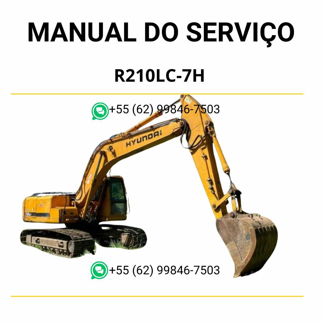 Manual de serviço Hyundai R210LC-7H em PDF para escavador hidráulico, com ilustrações técnicas e orientações completas de manutenção