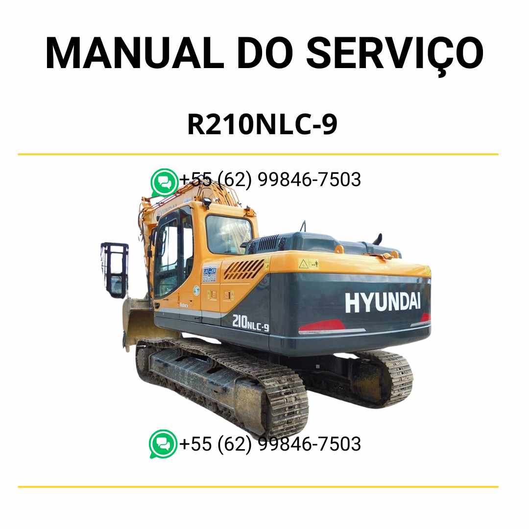 Manual de serviço Hyundai R210NLC-9 para escavador hidráulico em PDF com instruções detalhadas de manutenção e reparo