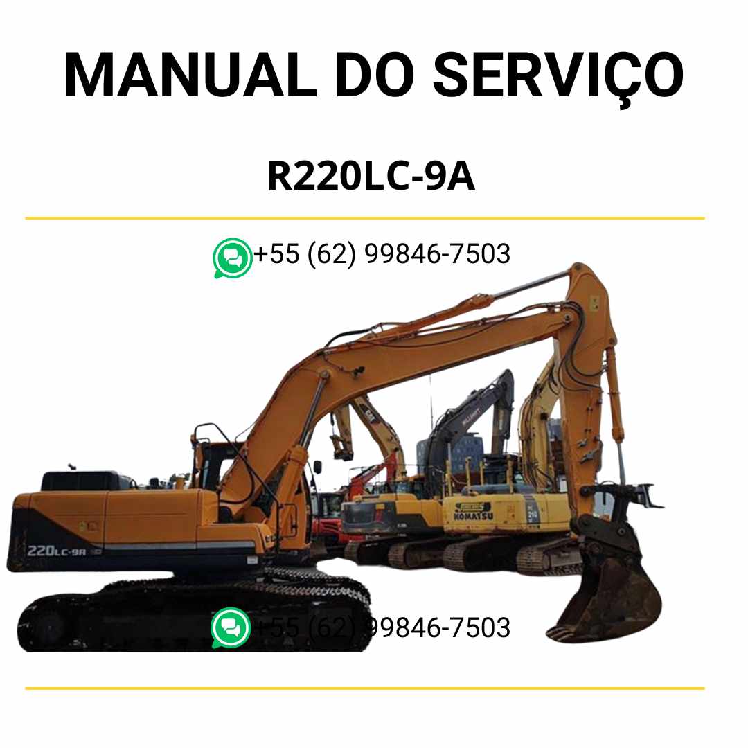 Manual de serviço Hyundai R220LC-9A escavador hidráulico em PDF com guia completo de manutenção, diagramas técnicos e instruções detalhadas