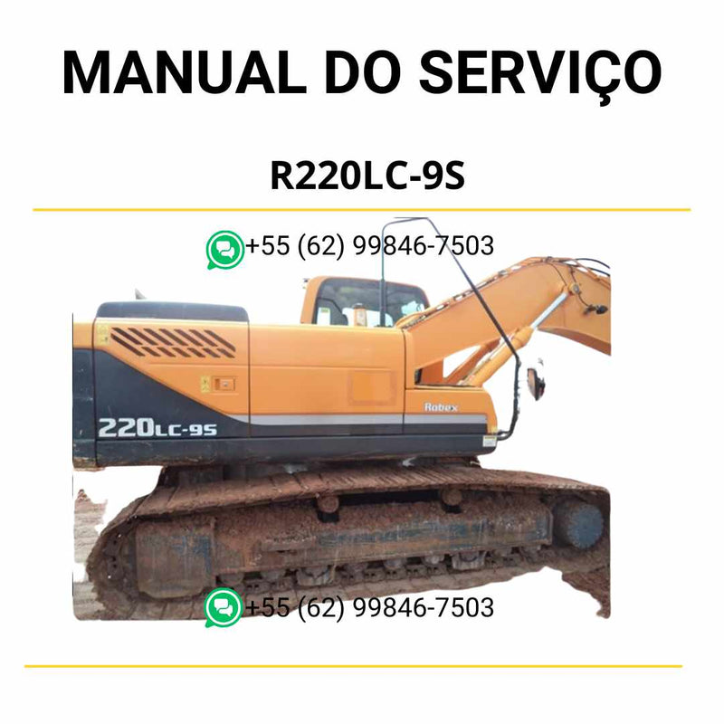 Manual de serviço Hyundai R220LC-9S escavador hidráulico em PDF com diagramas técnicos, instruções de manutenção e guia de reparo completo