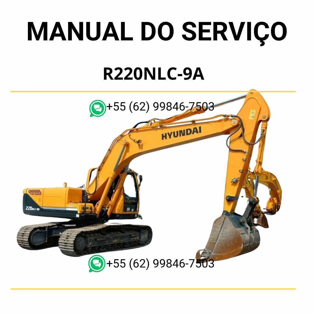 Manual de serviço Hyundai R220NLC-9A escavador hidráulico em PDF com instruções de manutenção completa, diagramas técnicos e orientações detalhadas