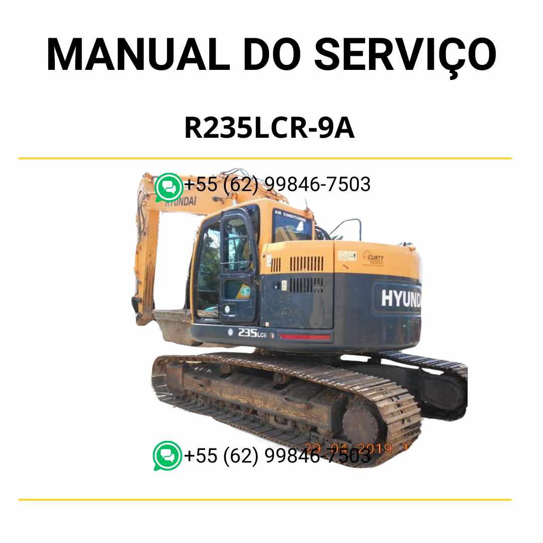 Manual de serviço Hyundai R235LCR-9A escavador hidráulico em PDF com guia completo de manutenção preventiva e diagramas técnicos ilustrados