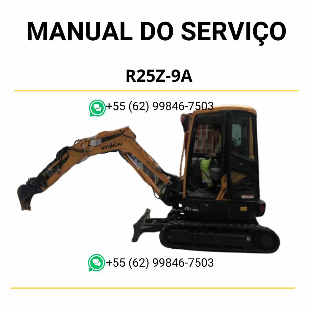 Manual de serviço Hyundai R25Z-9A escavador hidráulico em PDF com guia completo de manutenção preventiva e diagramas técnicos ilustrados