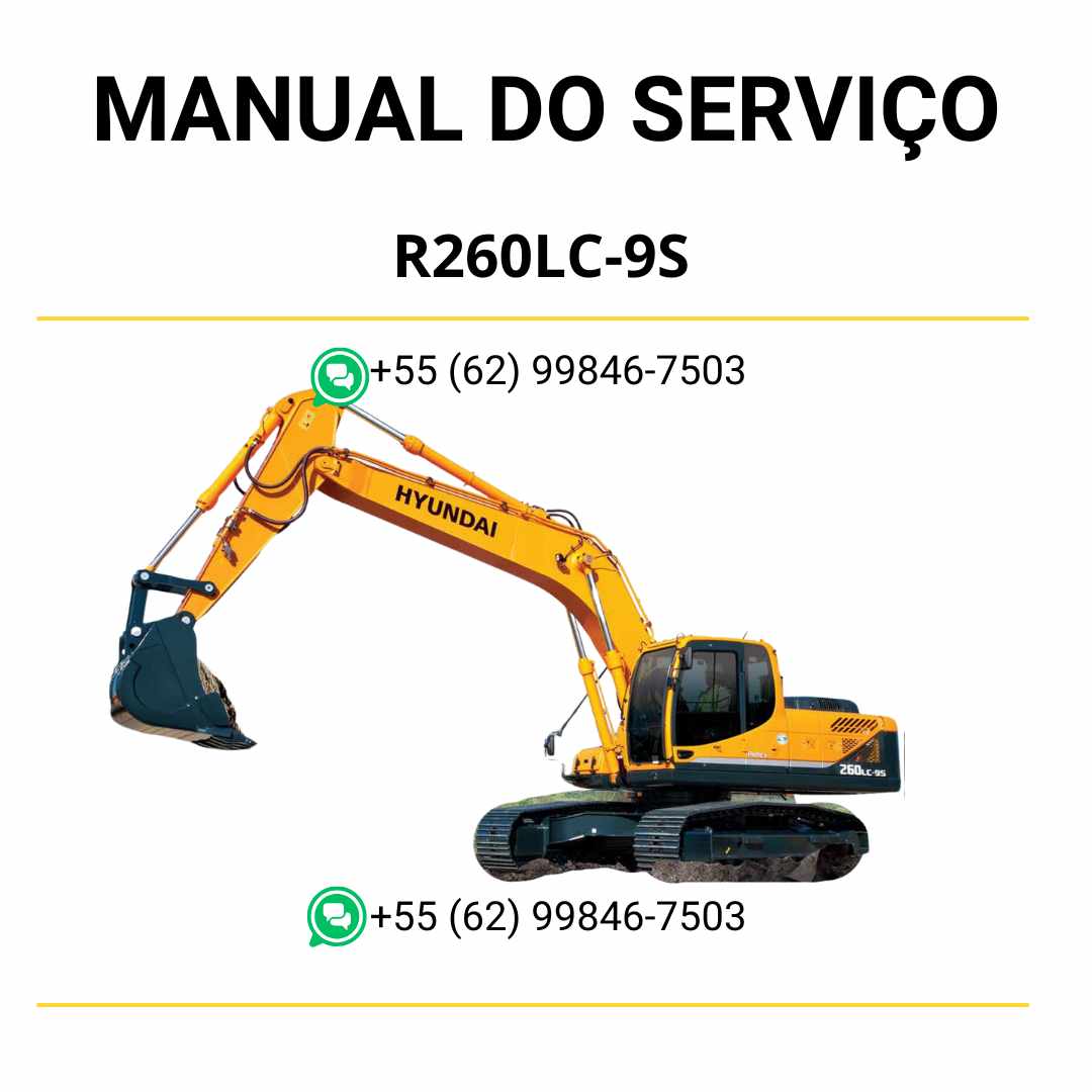 Manual de serviço Hyundai R260LC-9S escavador hidráulico em PDF com instruções completas de manutenção e diagramas técnicos detalhados
