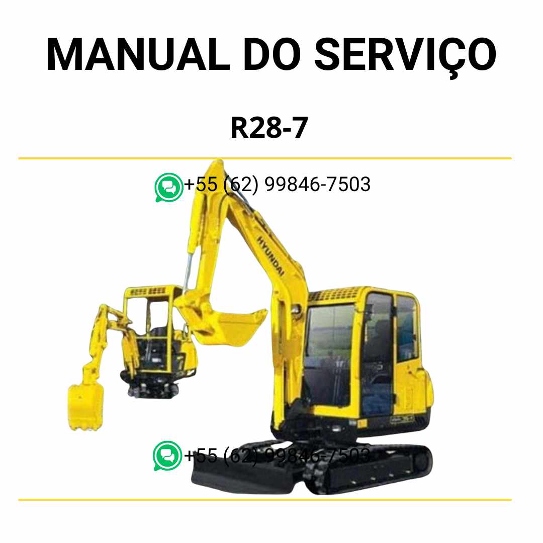 Manual de serviço Hyundai R28-7 mini escavador em PDF com instruções detalhadas de manutenção e diagramas técnicos completos