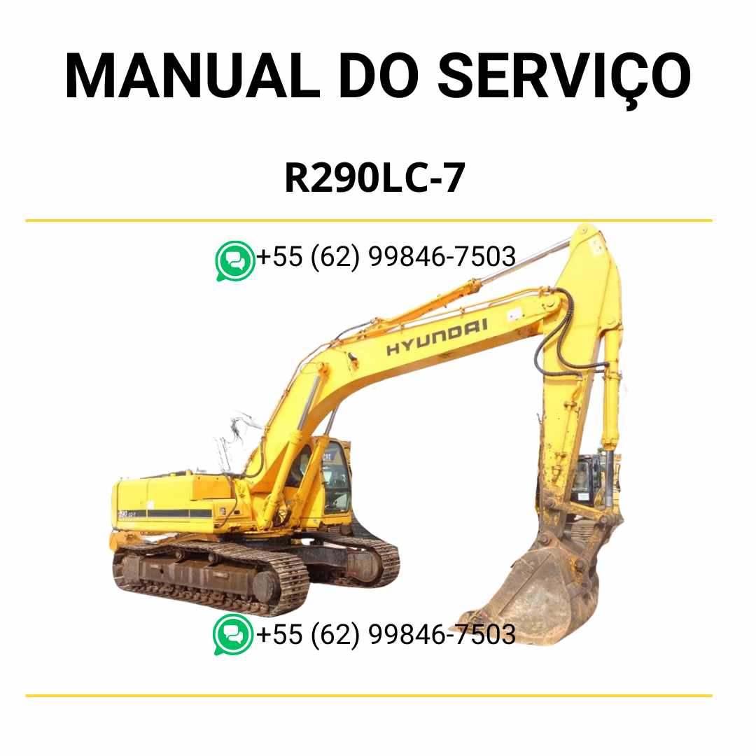 Manual de serviço Hyundai R290LC-7 escavador hidráulico em PDF com instruções detalhadas de manutenção e diagramas técnicos completos