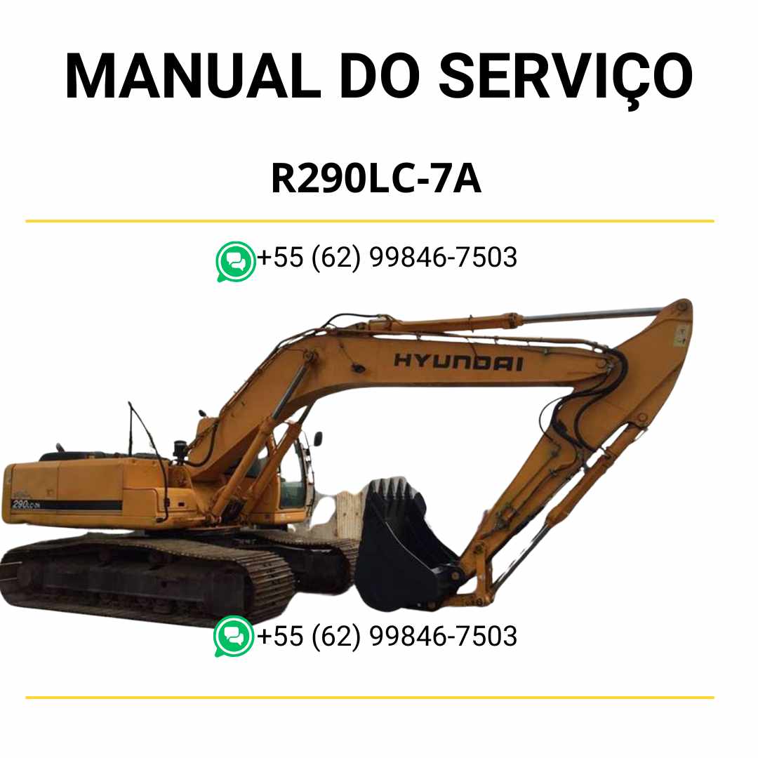 Manual de serviço Hyundai R290LC-7A escavador hidráulico em PDF com guia completo de manutenção preventiva e diagramas técnicos ilustrados