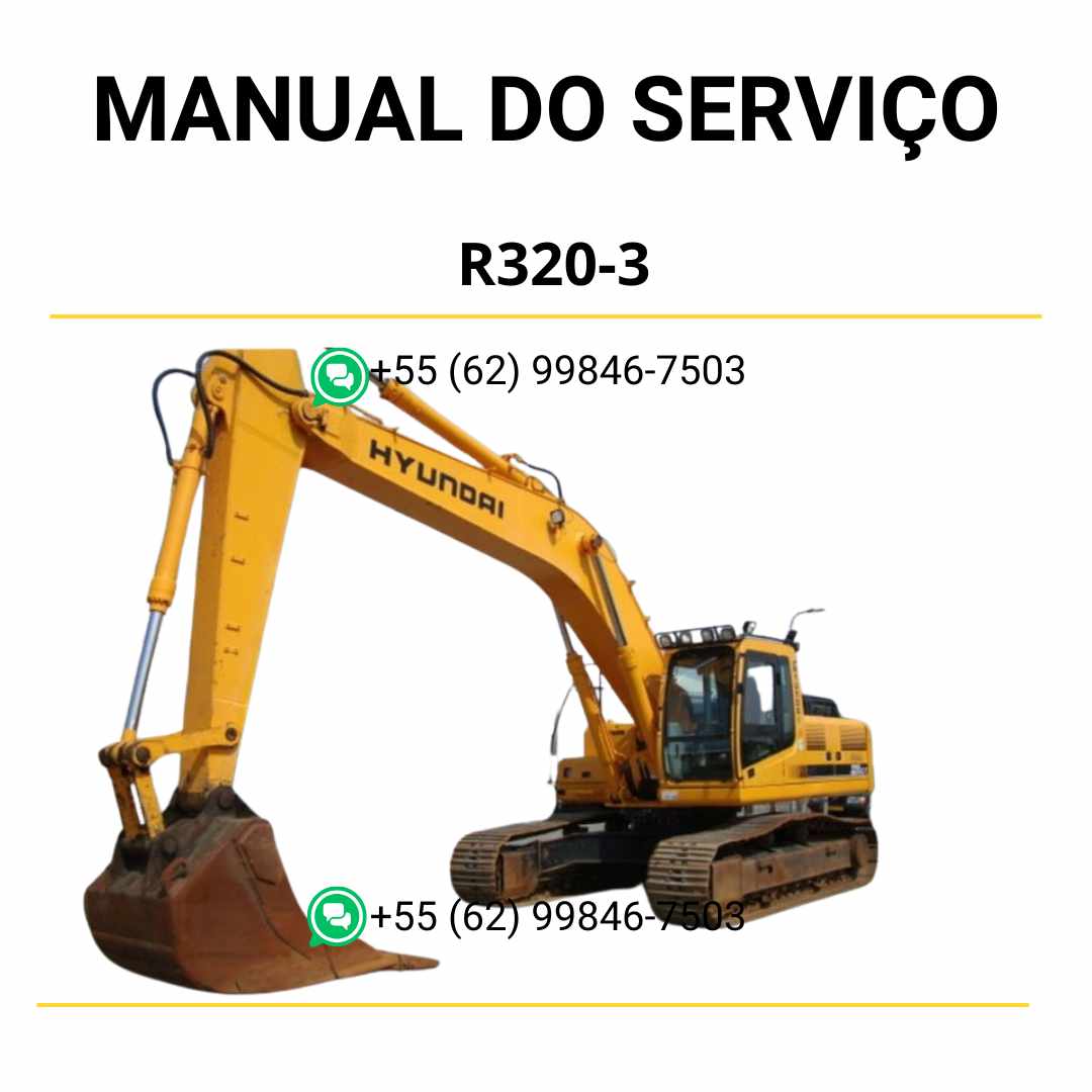 Manual de serviço Hyundai R320-3 escavador hidráulico em PDF com instruções detalhadas de manutenção e diagramas técnicos completos
