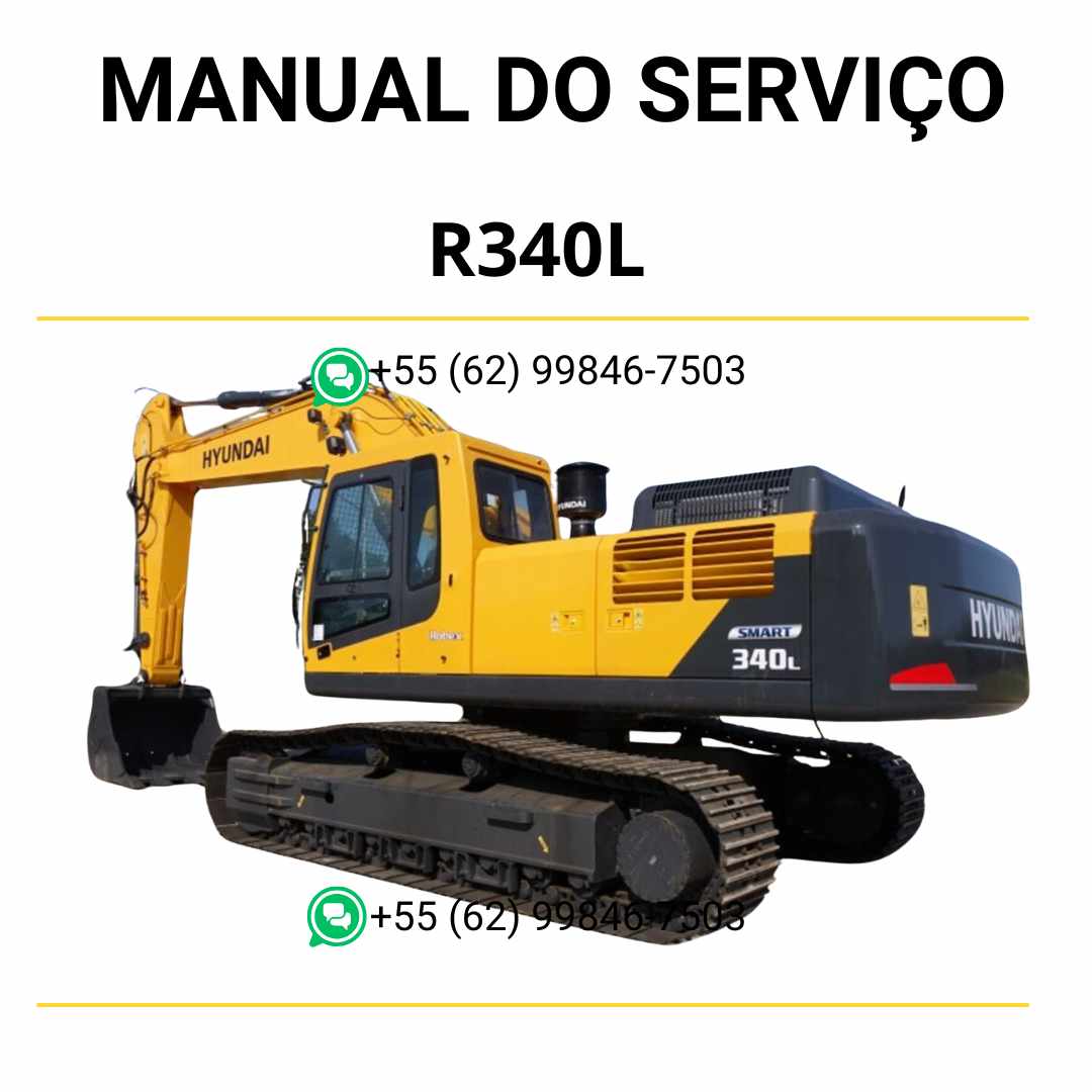 Manual de serviço Hyundai R340L escavador hidráulico em PDF com instruções detalhadas de manutenção e diagramas técnicos completos