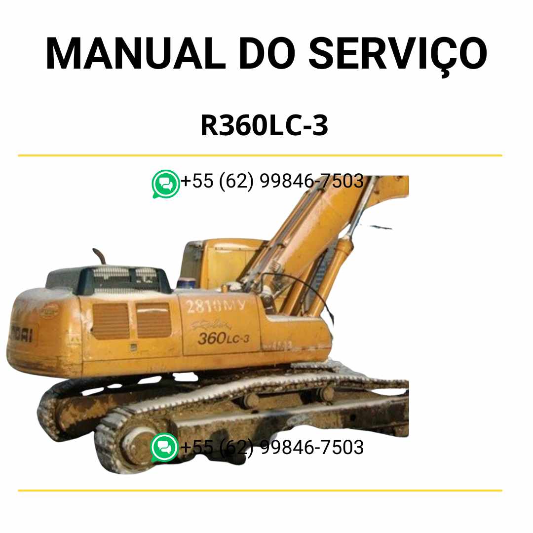 Manual de serviço Hyundai R360LC-3 escavador hidráulico em PDF com guia completo de manutenção e diagramas técnicos detalhados