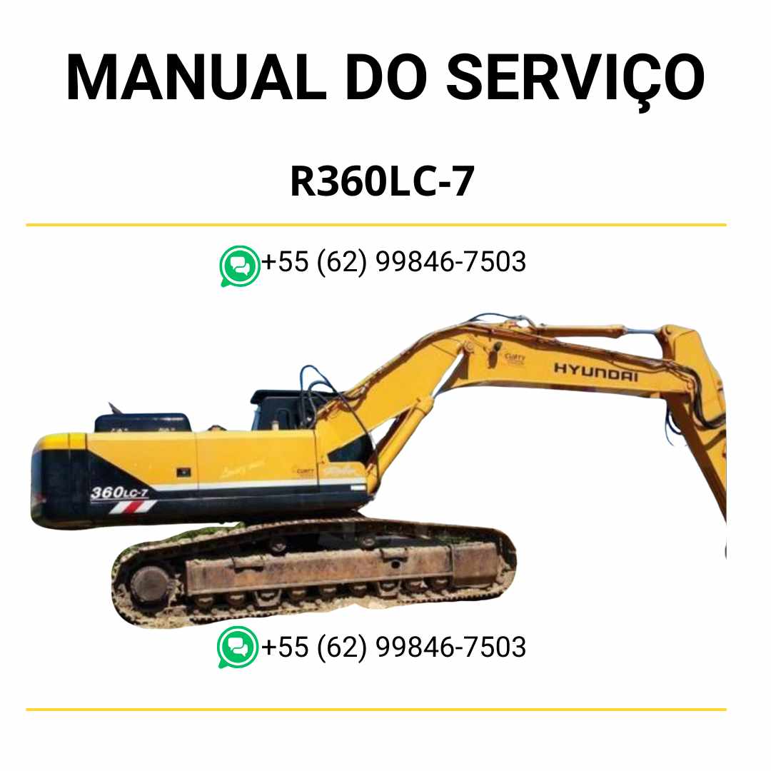 Manual de serviço Hyundai R360LC-7 escavador hidráulico em PDF com instruções detalhadas de manutenção e diagramas técnicos ilustrados