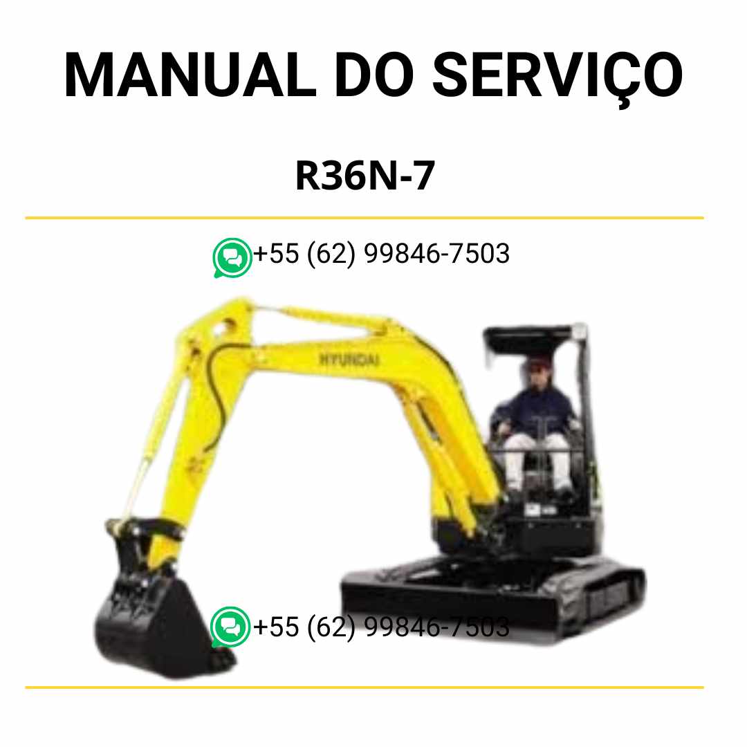 Manual de serviço Hyundai R36N-7 mini escavador em PDF com instruções completas de manutenção e diagramas técnicos ilustrados