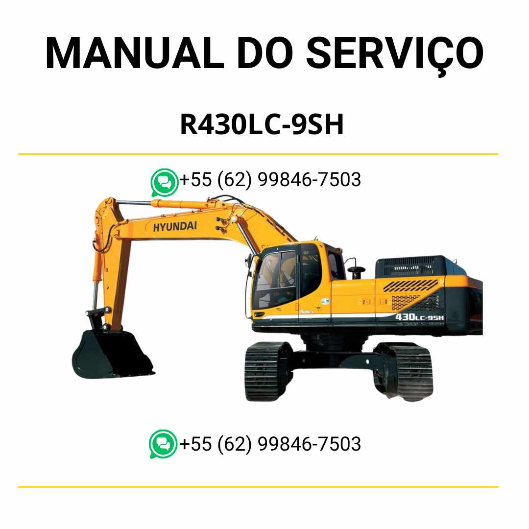 Manual de serviço Hyundai R430LC-9SH escavador hidráulico em PDF com instruções detalhadas de manutenção e diagramas técnicos completos