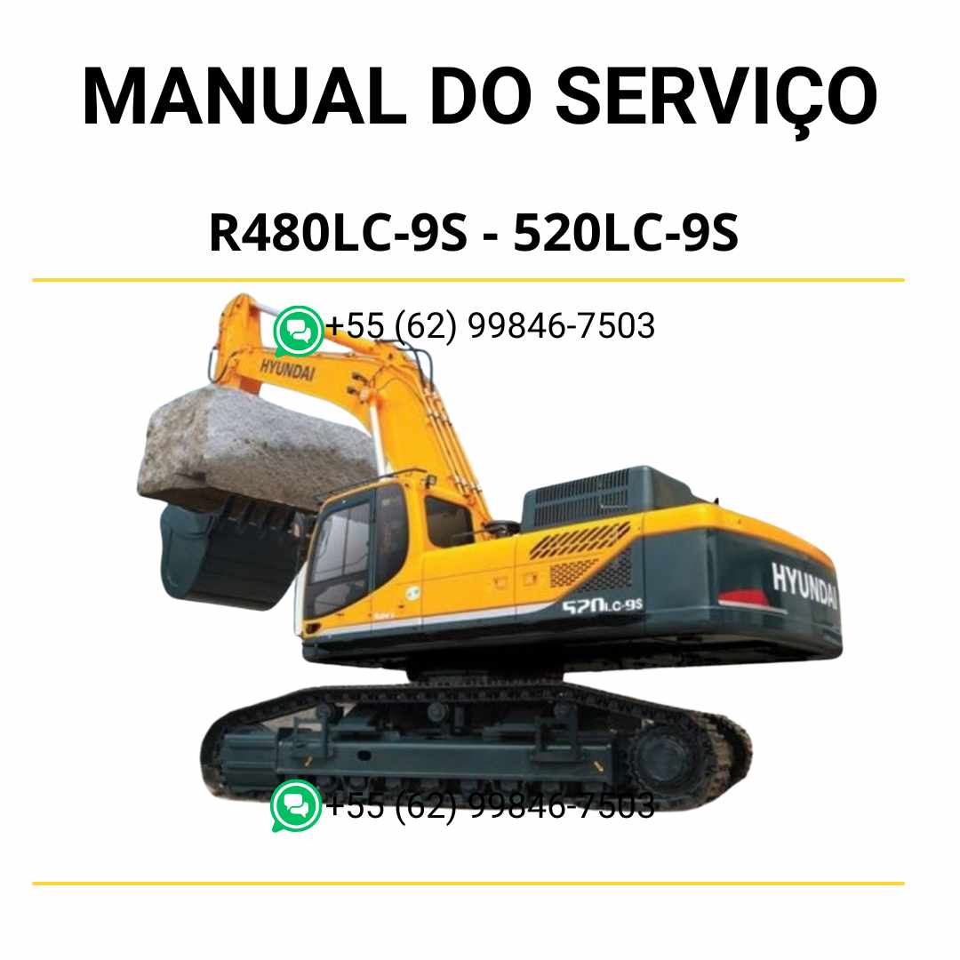 Manual de serviço Hyundai R480LC-9S e 520LC-9S escavadores hidráulicos em PDF com instruções completas de manutenção e diagramas técnicos