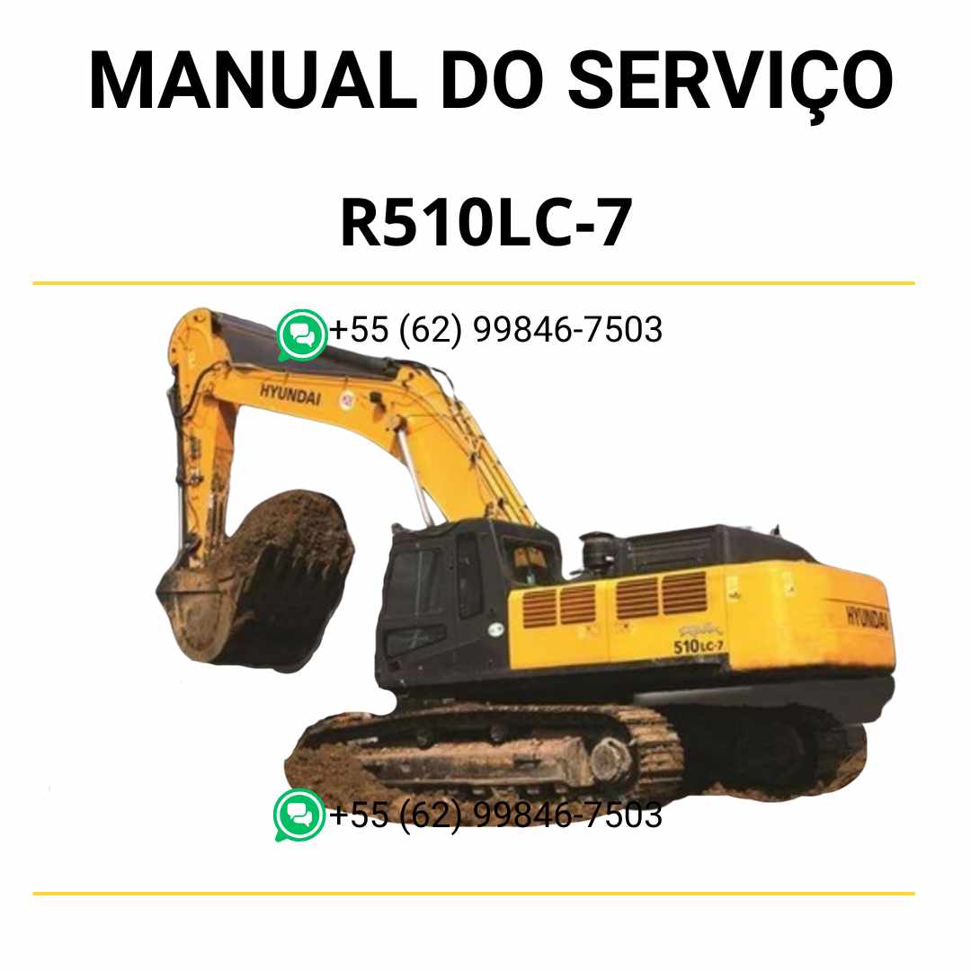 Manual de serviço Hyundai R510LC-7 escavador hidráulico em PDF com guia detalhado de manutenção preventiva e diagramas técnicos ilustrados