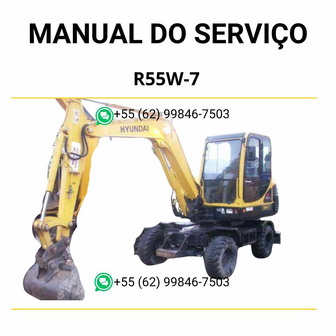 Manual de serviço Hyundai R55W-7 escavador de rodas em PDF com guia detalhado de manutenção e ilustrações técnicas para reparo