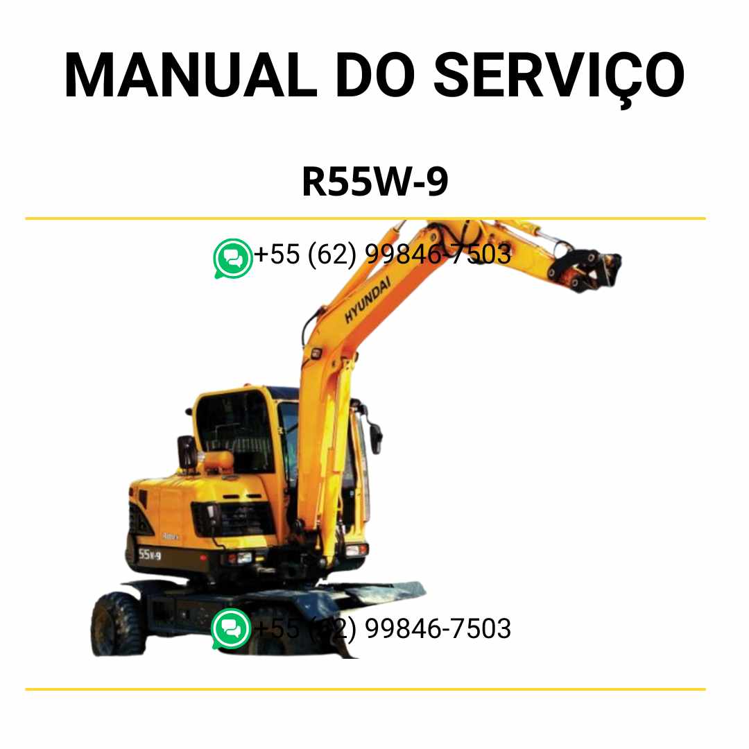Manual de serviço Hyundai R55W-9 escavador de rodas em PDF com guia completo de manutenção e diagramas técnicos ilustrados
