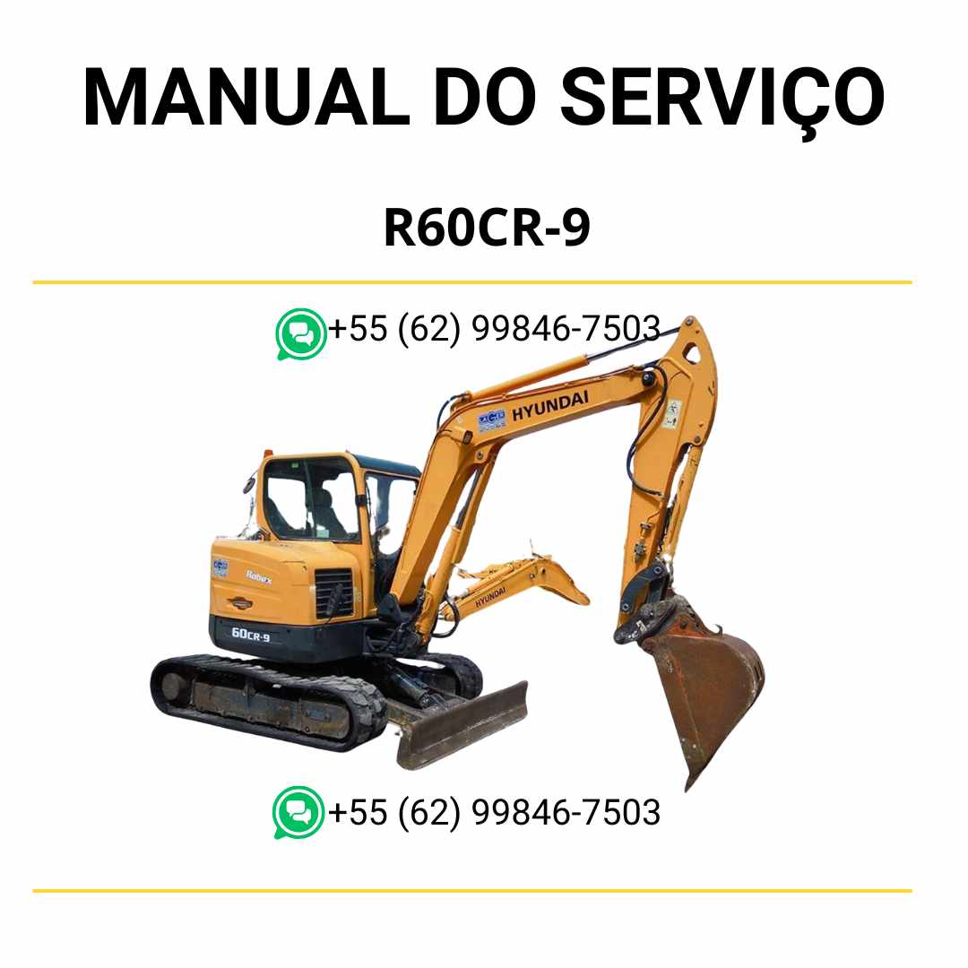 Manual de serviço Hyundai R60CR-9 escavador hidráulico em PDF com instruções detalhadas de manutenção e diagramas técnicos ilustrados