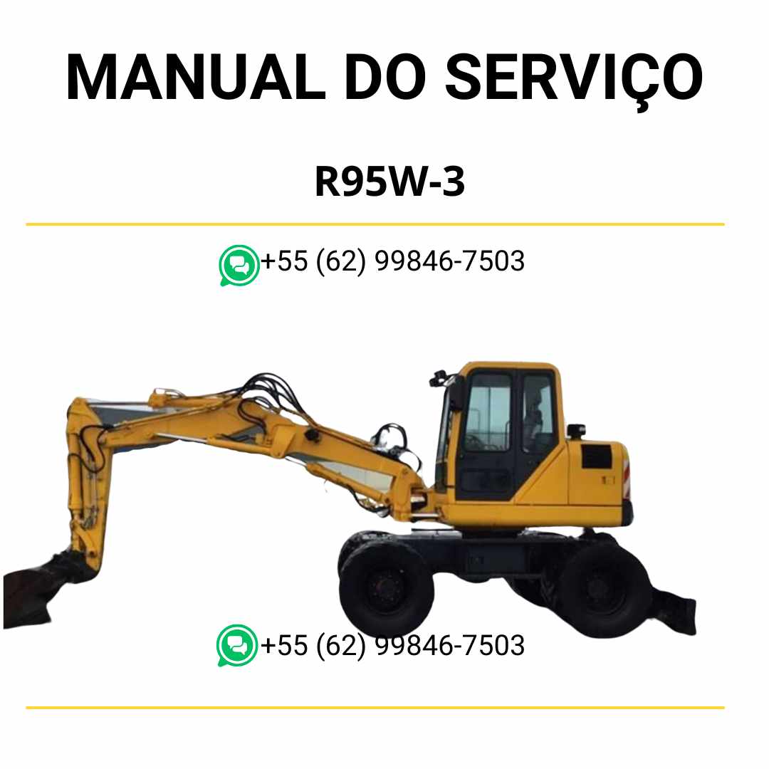 Manual de serviço Hyundai R95W-3 escavador de rodas em PDF com diagramas técnicos, instruções de manutenção e guia detalhado de reparo