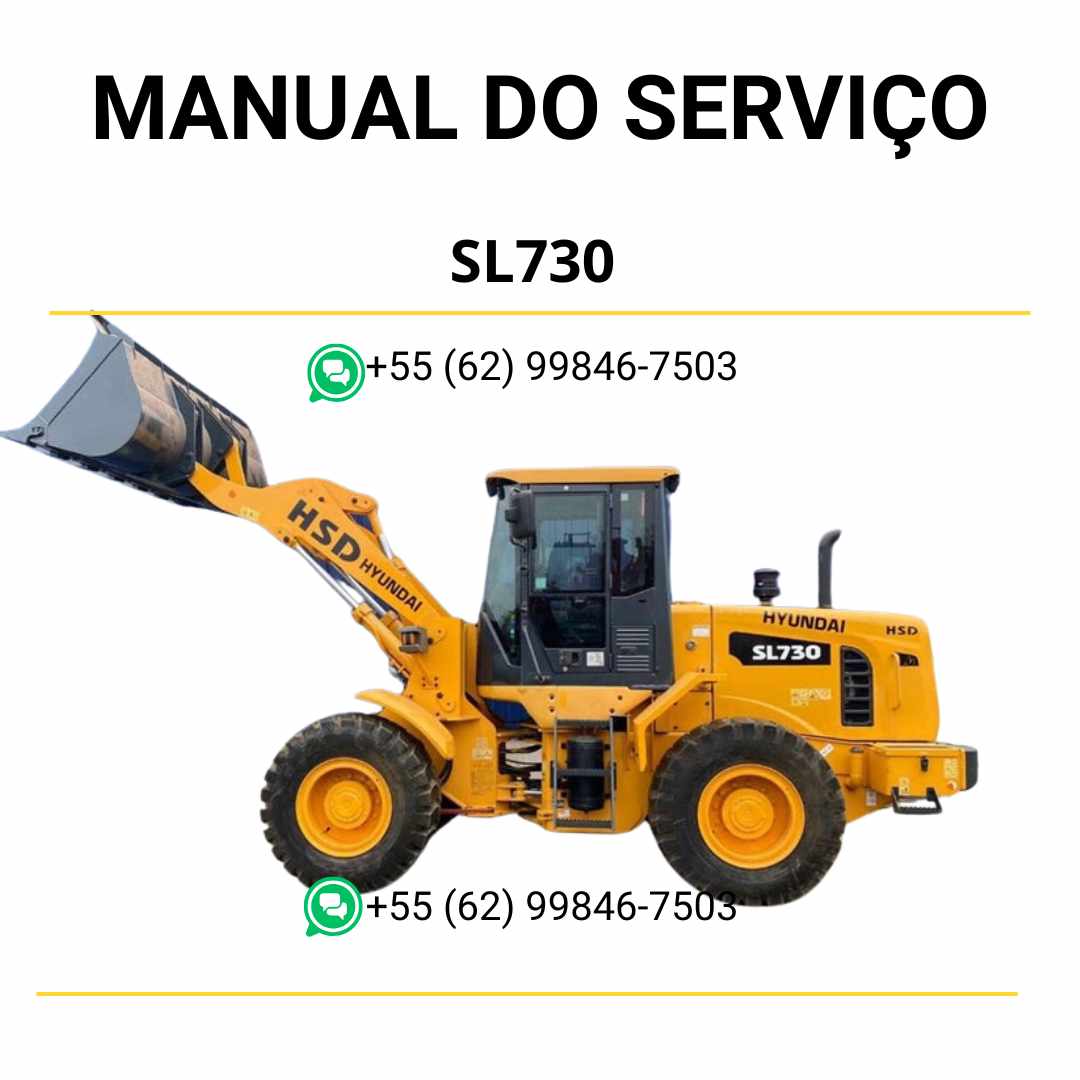 Manual de serviço Hyundai SL730 pá carregadeira em PDF com instruções técnicas, diagramas detalhados e guia completo de manutenção