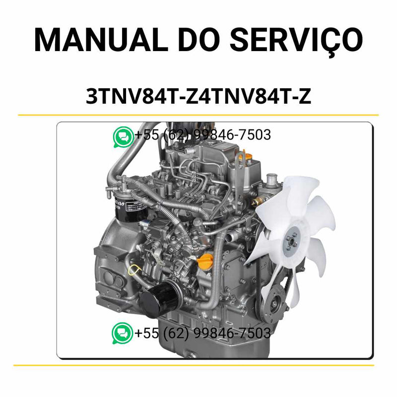 Manual de serviço Hyundai Yanmar 3TNV84T-Z e 4TNV84T-Z motor em PDF com instruções de manutenção, reparo e ajustes técnicos detalhados