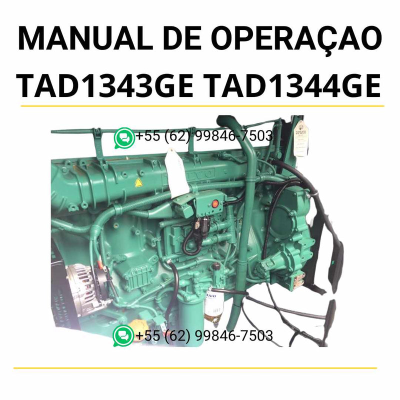 Manual de serviço do motor Volvo TAD1343GE, TAD1344GE e TAD1345GE em PDF com guia completo de manutenção, ilustrações técnicas e instruções detalhadas