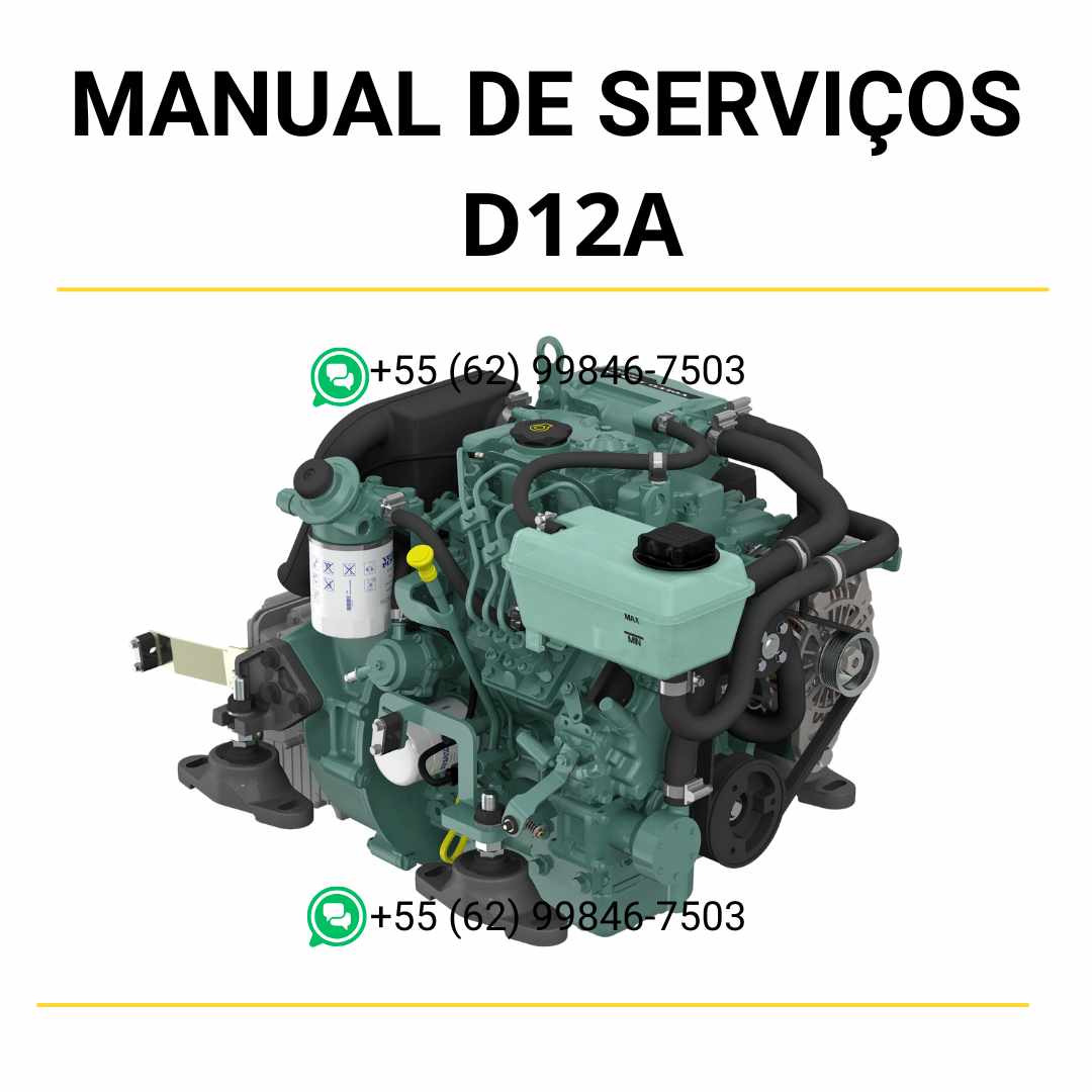 Manual de serviço do motor Volvo D1.2A em PDF com diagramas técnicos e instruções completas para manutenção e reparo em oficina.