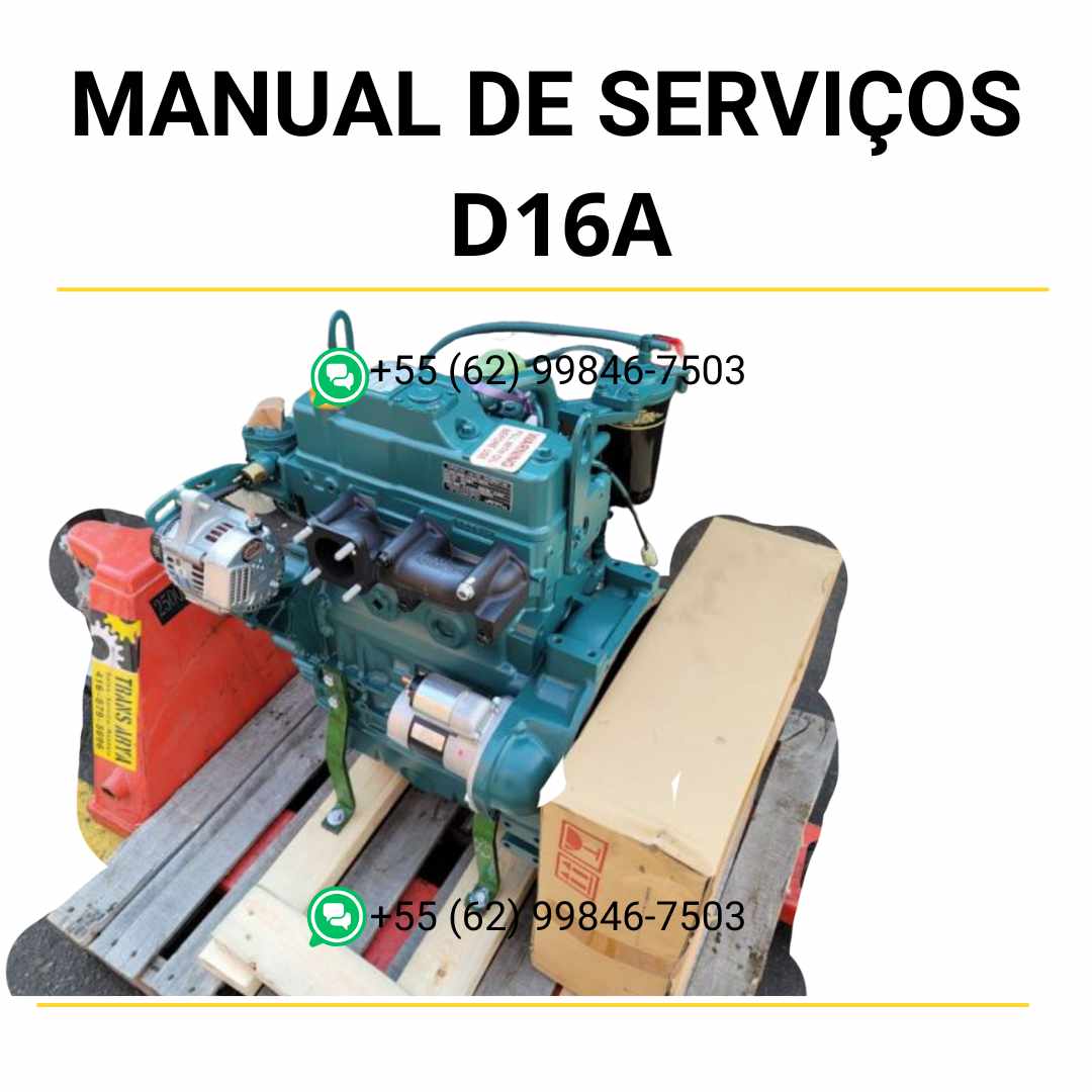 Manual de serviço do motor Volvo D1.6A em PDF com instruções detalhadas de oficina, esquemas técnicos e procedimentos de reparo.