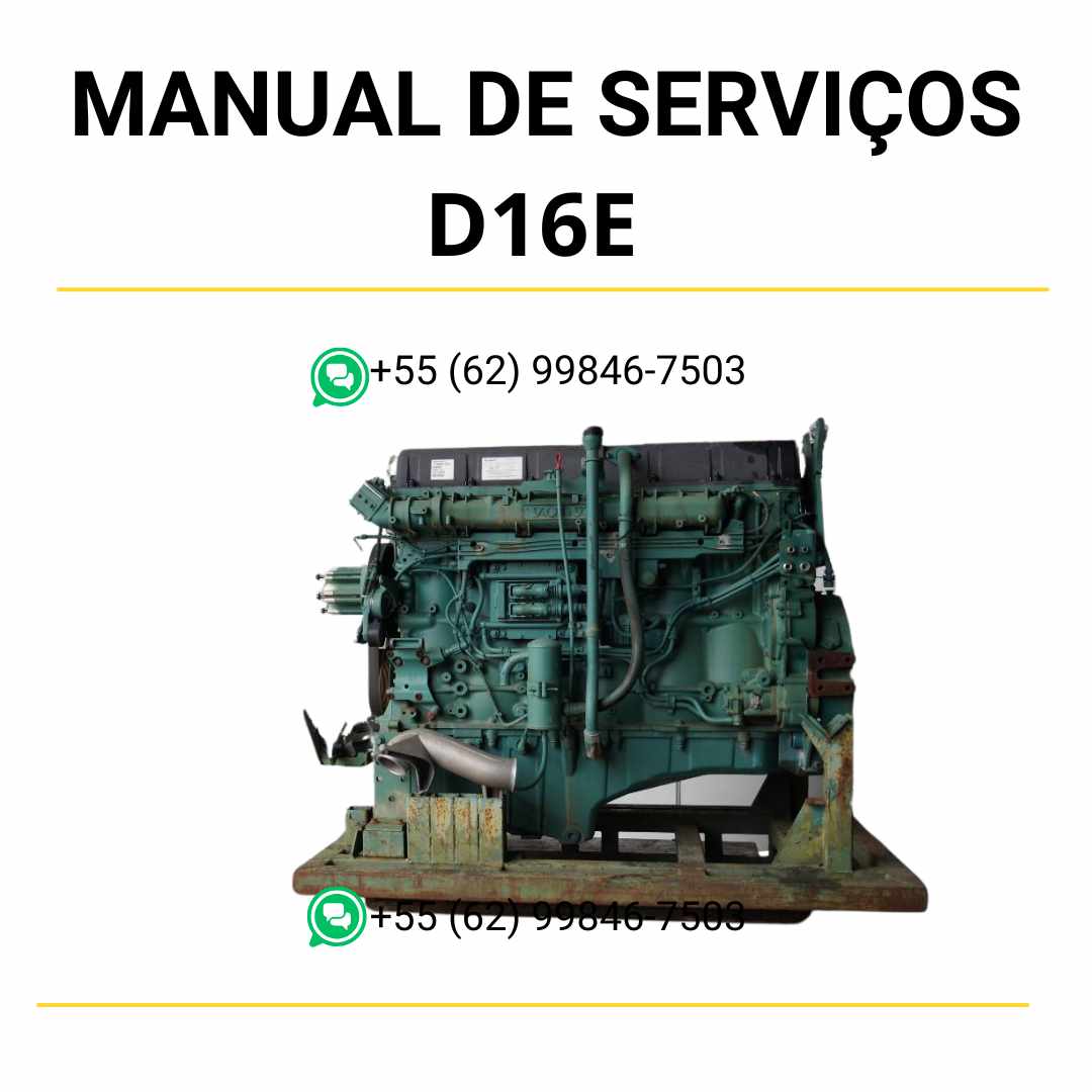 Manual de serviço de oficina do motor Volvo D16E em PDF, com diagramas técnicos detalhados, procedimentos de manutenção e reparo completo.