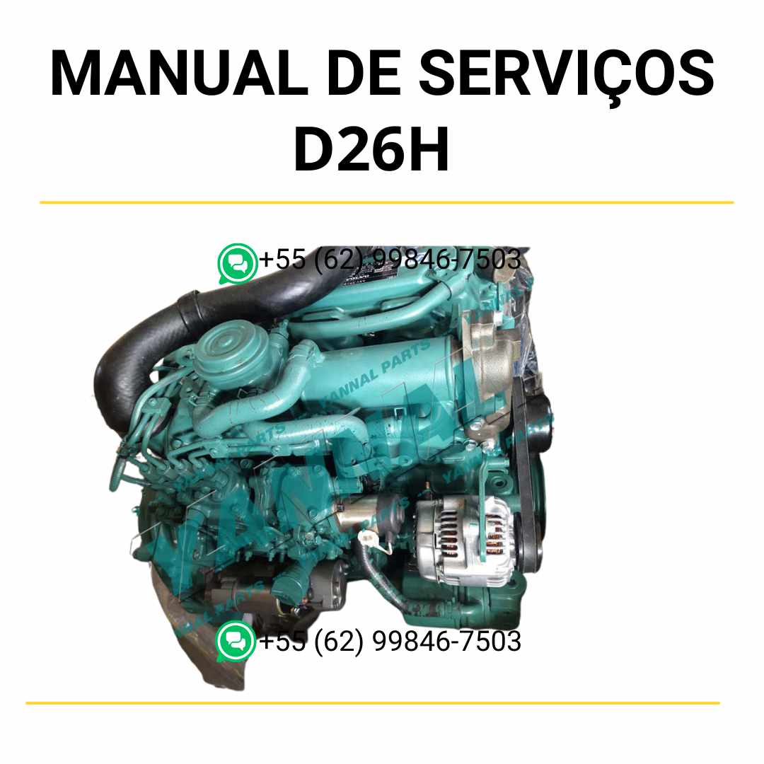 Manual de serviço de oficina do motor Volvo D2.6H em PDF, com orientações de diagnóstico, ajustes e procedimentos completos de manutenção.