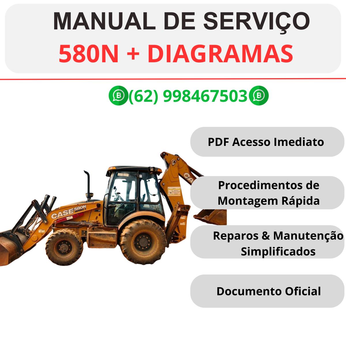 Manual de serviço da retroescavadeira Case 580N em PDF com instruções de manutenção e reparo detalhadas