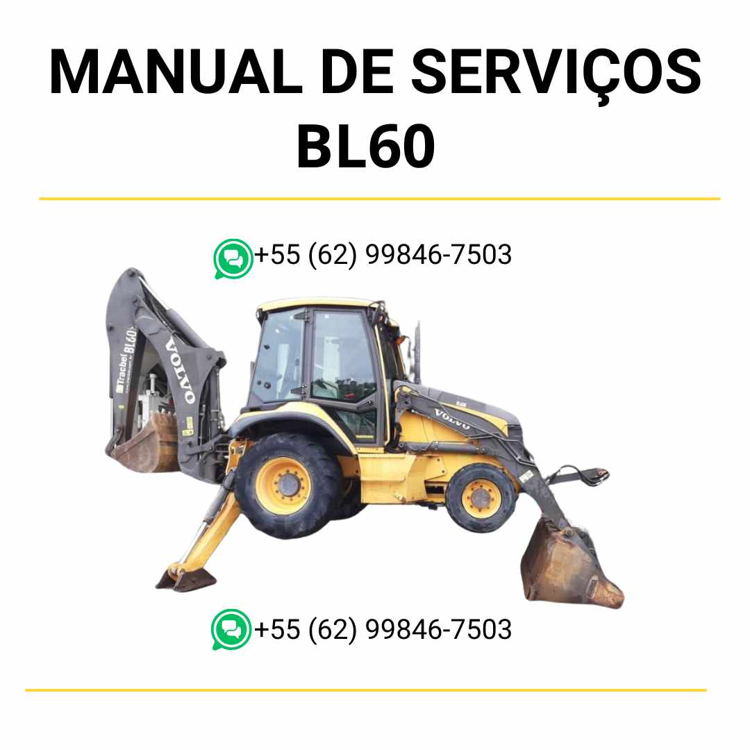 Manual de serviço de oficina Volvo BL60 em PDF, com orientações técnicas completas para manutenção e reparos da retroescavadeira