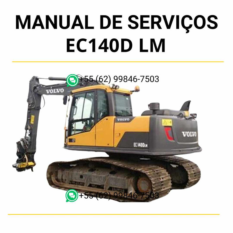 Manual de serviço de oficina Volvo EC140D LM em PDF, com instruções completas de manutenção e reparo técnico para escavadeiras