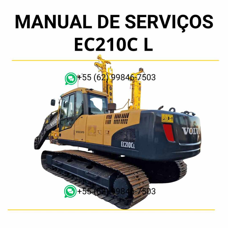 Manual de serviço de oficina Volvo EC210C L em PDF, com instruções técnicas detalhadas para reparos, manutenção e ajustes da escavadeira