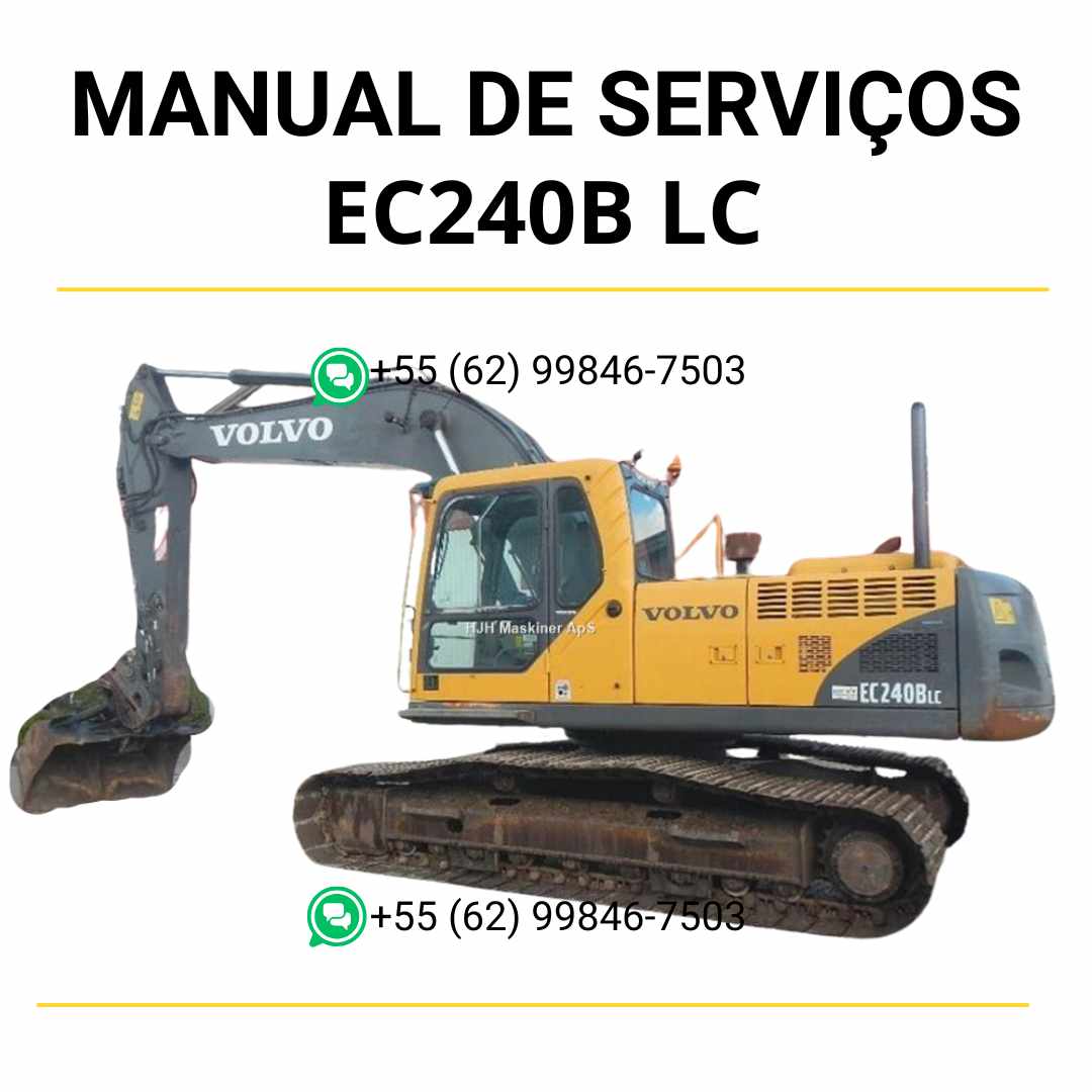 Manual de serviço de oficina Volvo EC240B LC escavadeira em PDF com instruções técnicas detalhadas, diagramas e guia completo de manutenção