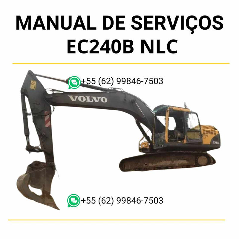 Manual de serviço de oficina Volvo EC240B NLC escavadeira em PDF com guia completo de manutenção, instruções técnicas e procedimentos de reparo