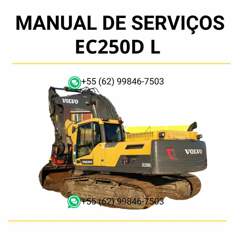 Manual de serviço de oficina Volvo EC250D L escavadeira em PDF com instruções técnicas detalhadas, guia de manutenção e procedimentos de reparo