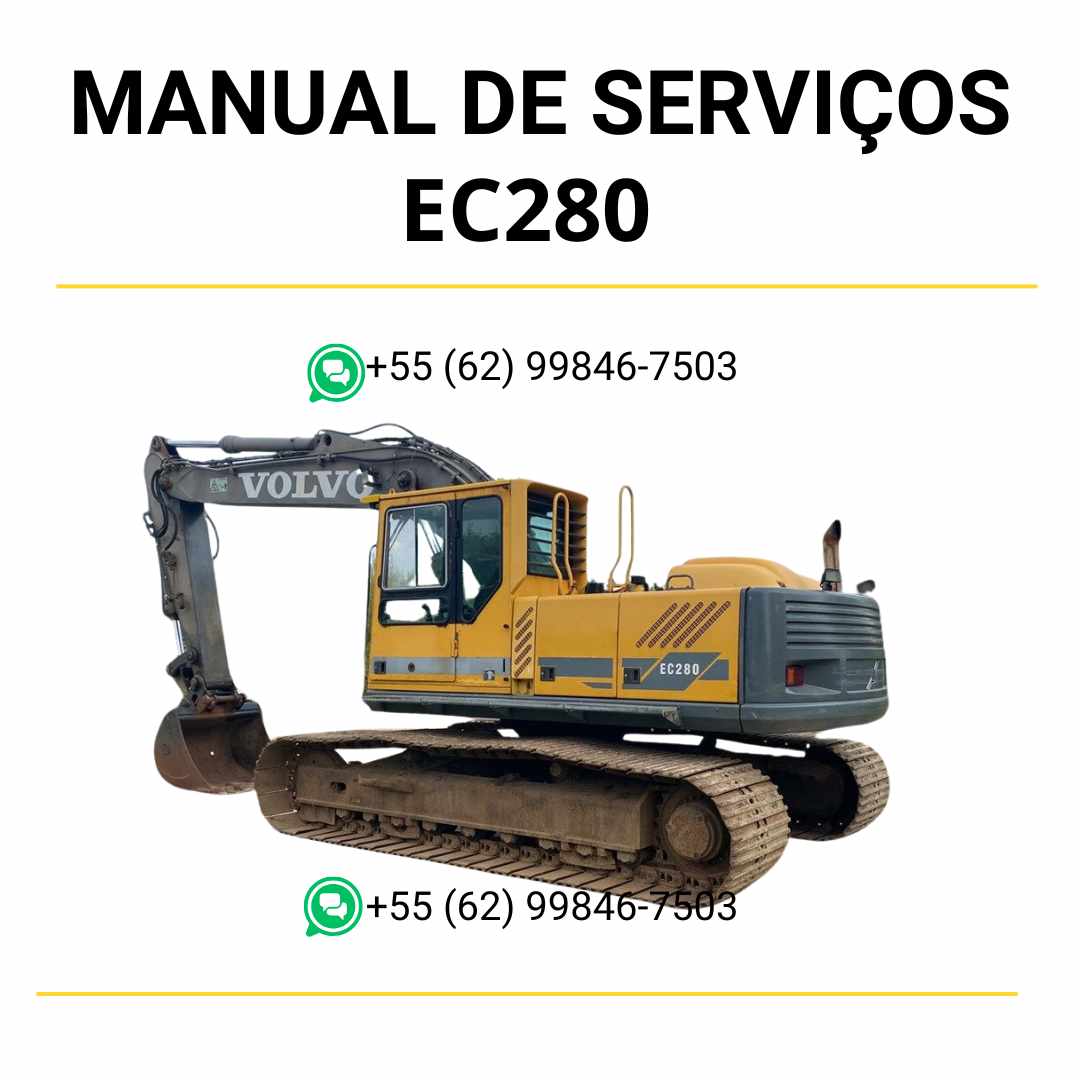 Manual de serviço de oficina Volvo EC280 escavadeira em PDF com guia técnico completo, instruções detalhadas e orientações de manutenção
